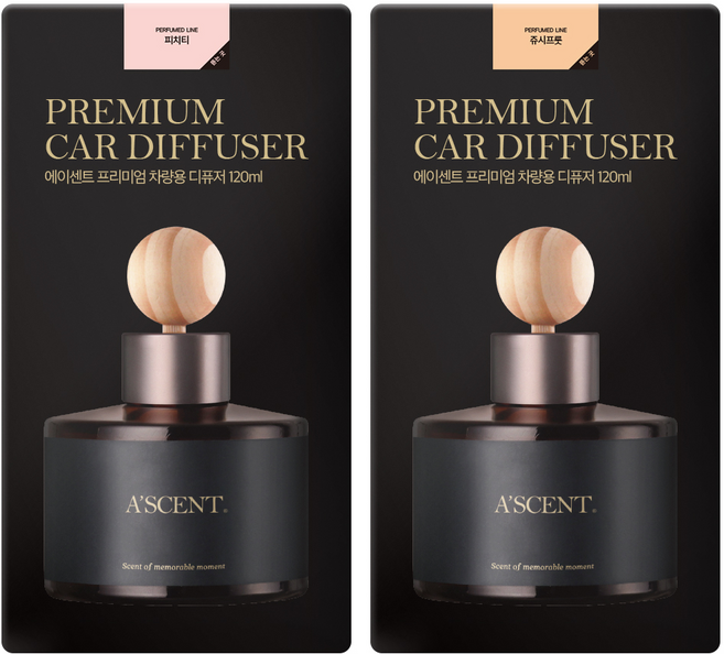 에이센트 차량용 디퓨저 120ml 2p, 피치티, 쥬시프룻, 1세트