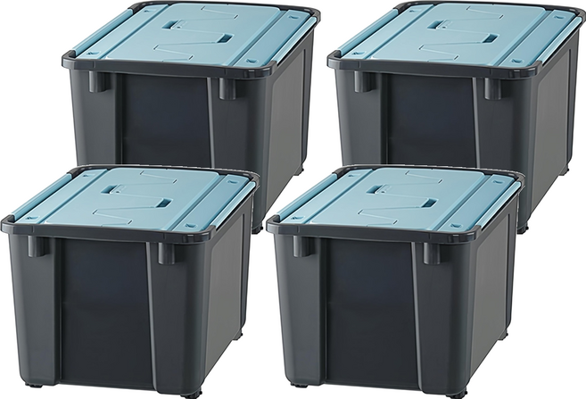 KEYWAY 聯府 雙掀蓋整理箱 55L LX-551, 藍色, 4個