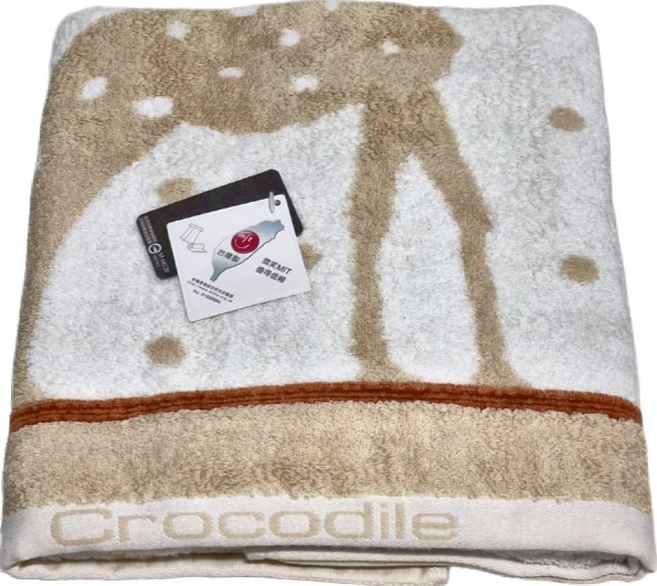 Crocodile 鱷魚 長頸鹿提花浴巾 520g 71 x 140cm, 棕色, 1條
