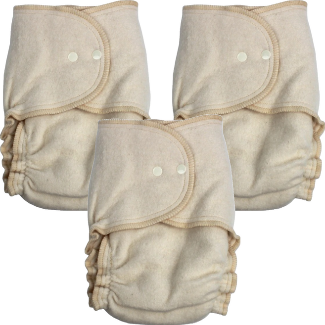 Babee Greens Fitted夜用布尿褲 有機棉款 新生兒 (3kg-6kg), 原色, 3件