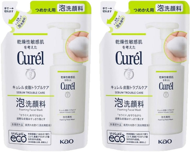 Curel 珂潤 潤浸保濕洗顏慕絲控油 補充包, 130ml, 2包