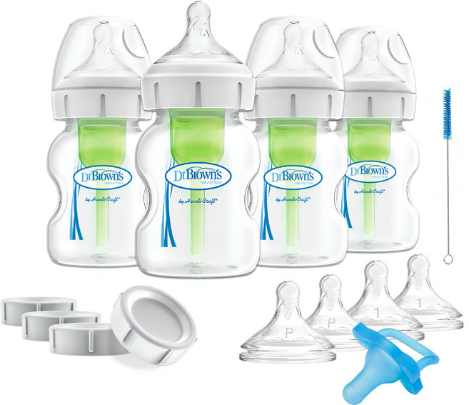 닥터브라운 옵션스 플러스 신생아 피딩 젖병 출산선물세트, 혼합 색상, 4개