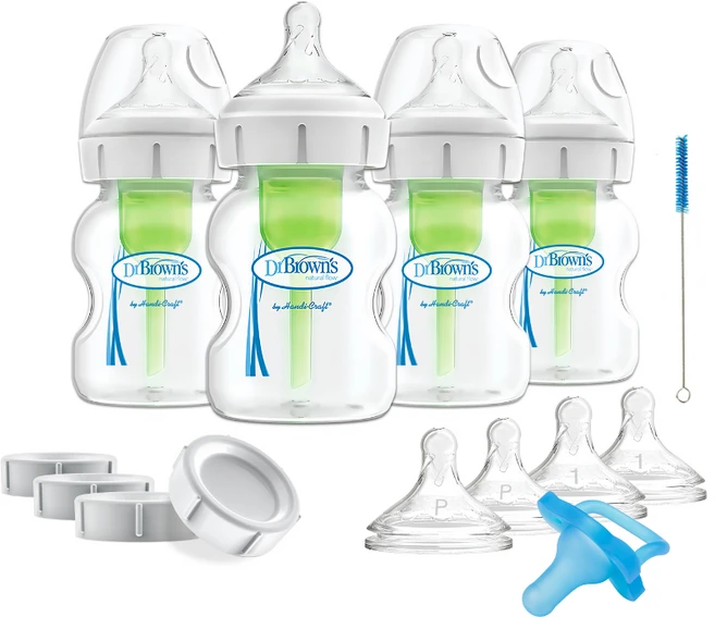 닥터브라운 옵션스 플러스 신생아 피딩 젖병 출산선물세트, 혼합 색상, 4개 - 쿠팡