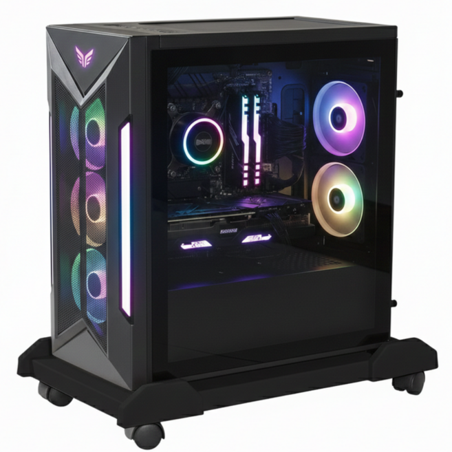 픽스몰 컴퓨터 이동가능 받침대 데스크탑 본체 거치대, 블랙, 1개