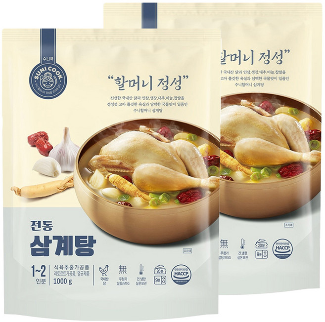 SUNI COOK 順伊奶奶 韓國正宗人蔘雞, 1kg, 2包