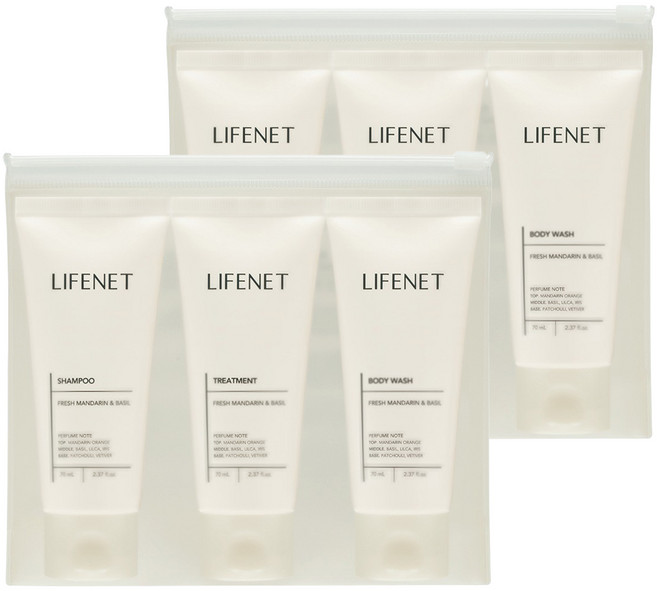 라이프넷 헤어바디 3종 트래블 키트 + 미니 파우치 세트, 2세트