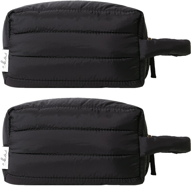 Puffy 雲朵 收納化妝包, 2個, 沉穩黑