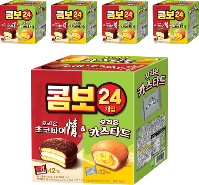 오리온 콤보 초코파이 정 12p + 카스타드 12p, 744g, 5개