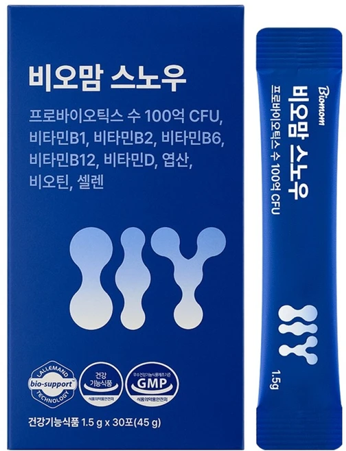 비오맘 스노우 눈처럼 녹는 100억 유산균 멀티비타민 블루베리맛 30p, 45g, 1개 - 쿠팡