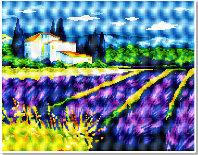모모픽스페인팅 캔버스 액자 보석십자수 40 x 50 cm, 라벤더 꽃밭(DJ06), 1개