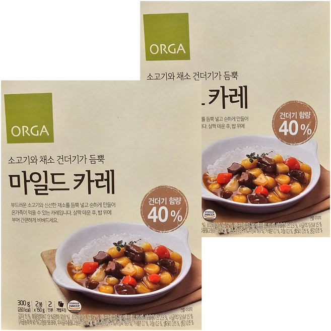 올가홀푸드 즉석 마일드 카레, 300g, 2개
