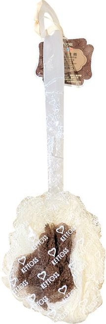 KEYTOSS 詰朵斯 SK2207 BE WILD 專利纖維去角質沐浴刷 人體工學三度空間柔感設計 專利起泡彈力纖維 SGS檢測認證, 白色 + 棕色, 1支, 1入