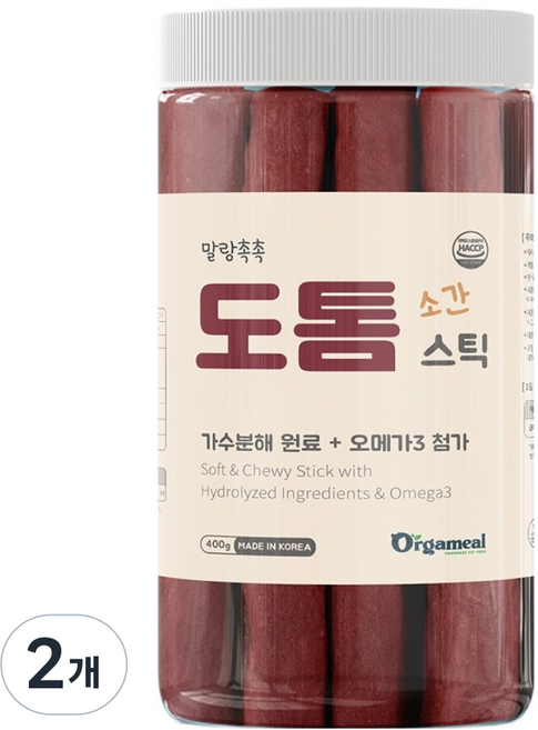 올가밀 강아지 말랑촉촉 도톰스틱, 400g, 2개, 소간