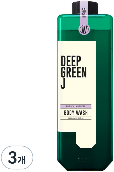 딥그린제이 아로마 비건 바디워시 라벤더향, 1L, 3개