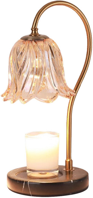 理享家 鈴蘭造型調光定時融蠟燈 + 燈泡 2顆, 黑金剛大理石