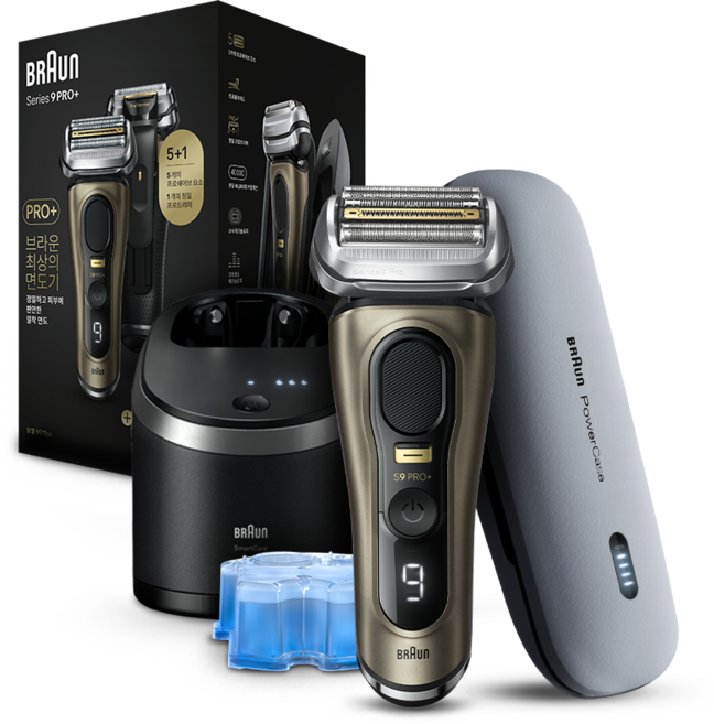 BRAUN 시리즈 9 PRO+ 전기면도기 + 파워 케이스, 9579cc, 골드
