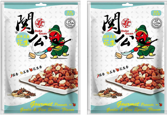 關公麻辣花生 蒜片五香花生, 100g, 2袋