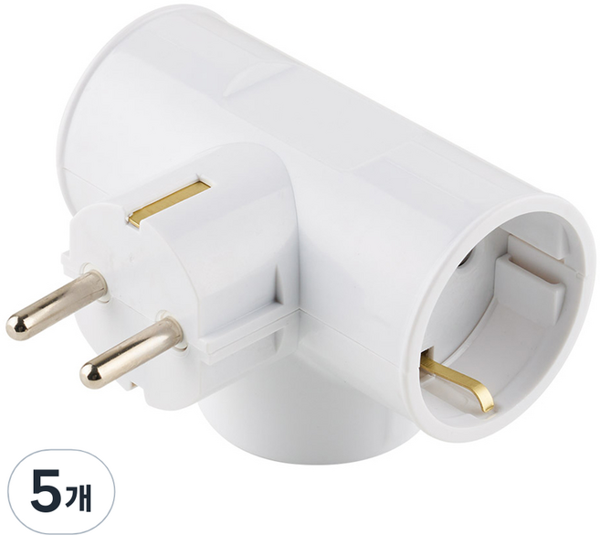 보에담 T자형 멀티탭 3구, 87mm, 화이트, 5개