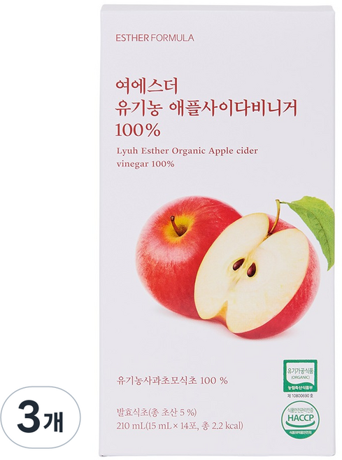 에스더포뮬러 여에스더 유기농 애플사이다비니거 14p, 3개, 210ml