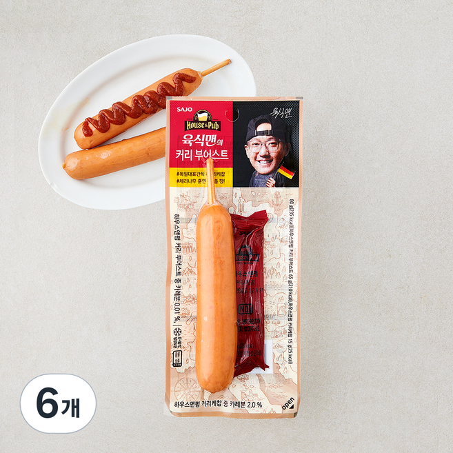 사조 하우스앤펍 커리부어스트 소시지, 80g, 6개