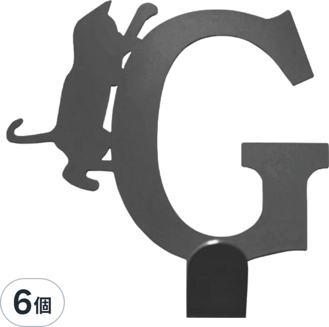 OPUS 東齊金工 無痕壁飾掛勾, 當貓咪遇上字母G 經典黑, 6個