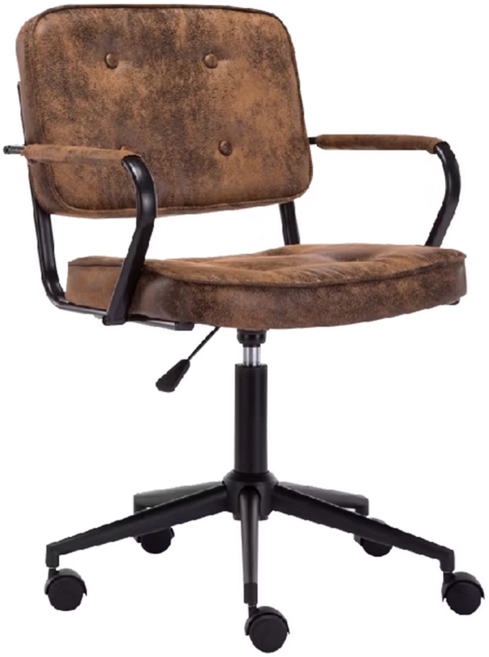 E-home 伊澤爾復古工業風拉扣扶手電腦椅 Leathaire新型科技布 防潑水 耐磨, 棕色