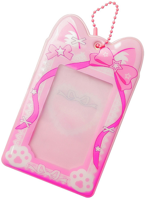 오마땅 고양이 포토카드 홀더 키링 포카파우치, 핑크, 1매