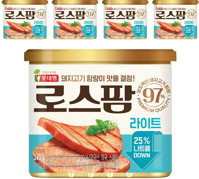 롯데햄 로스팜 라이트, 340g, 5개