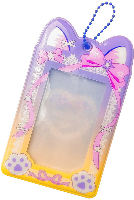 오마땅 고양이 포토카드 홀더 키링 포카파우치, 퍼플, 1매