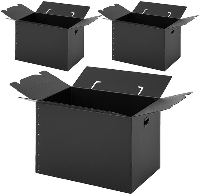 코멧 테이프 없이 조립하는 편리한 이사박스, 블랙, 3개