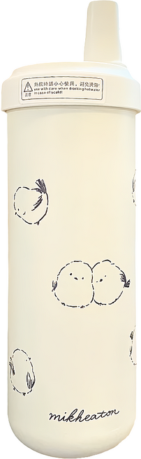 珍珠奶茶杯 720ml 內壁304不鏽鋼 內膽316不鏽鋼, 小雞 米白色, 1個