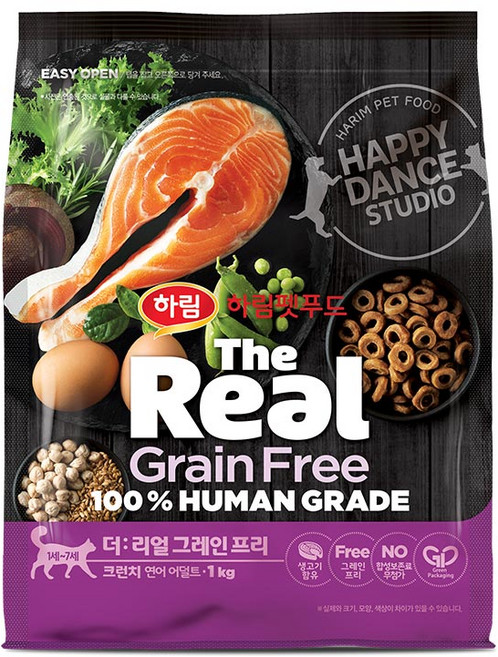 하림펫푸드 어덜트 더리얼 캣 그레인프리 크런치 건식사료, 연어, 1kg, 1개