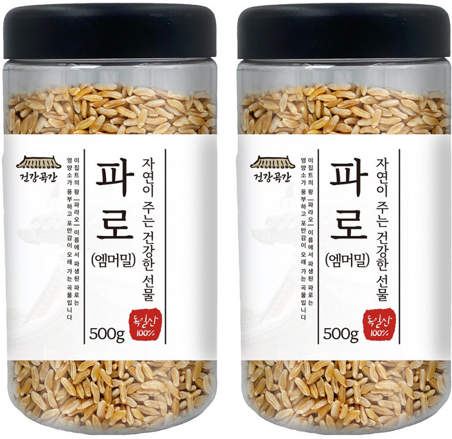 건강곡간 파로 엠머 밀, 500g, 2개