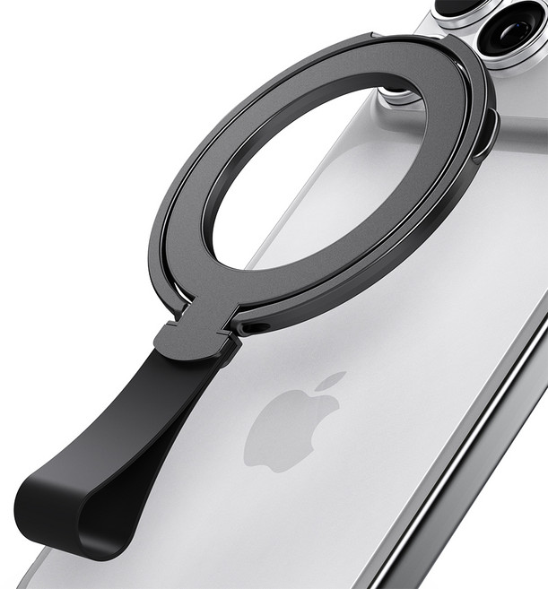 엑씨 전기종 탈부착 맥세이프 호환 핑거 스트랩 스마트링 거치대 스마트톡, 블랙, 1개