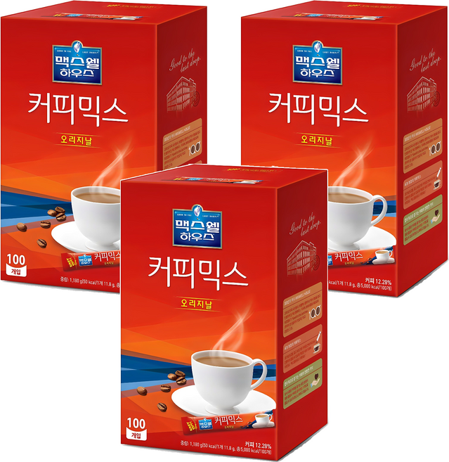 맥스웰하우스 커피믹스 오리지널, 11.8g, 100개입, 3개