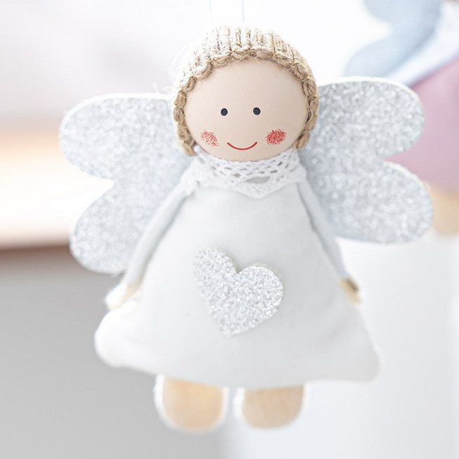 플라워트리 인형 장식 하트 천사, 화이트