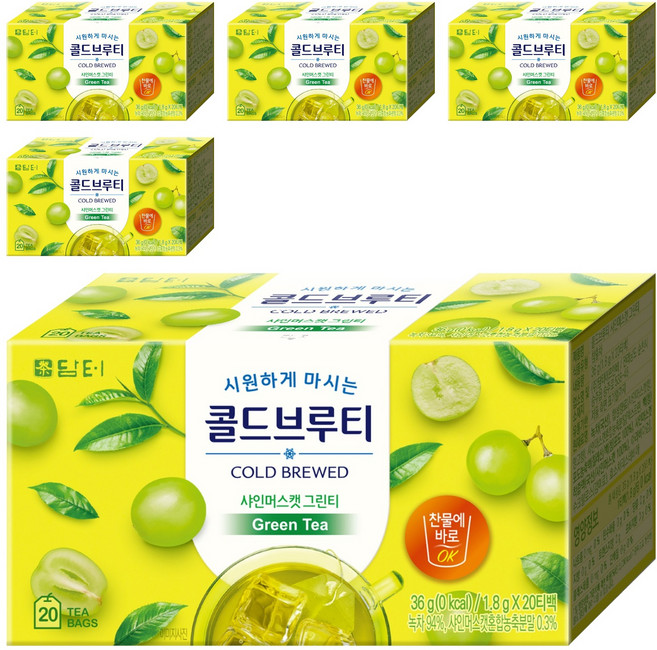 담터 콜드브루티 샤인머스캣 그린티, 1.8g, 20개입, 5개