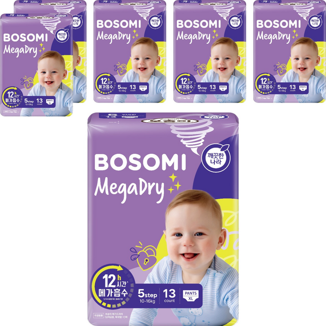 보솜이 메가드라이 팬티형 기저귀 공용, 5단계, 78매