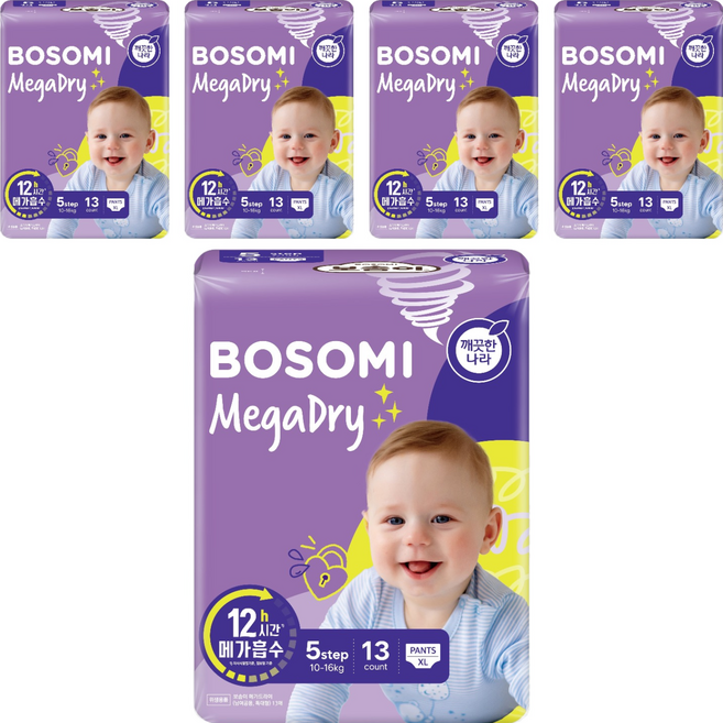 보솜이 메가드라이 팬티형 기저귀 공용, 특대형(XL), 65매