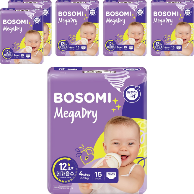 보솜이 메가드라이 팬티형 기저귀 공용, 4단계, 90매