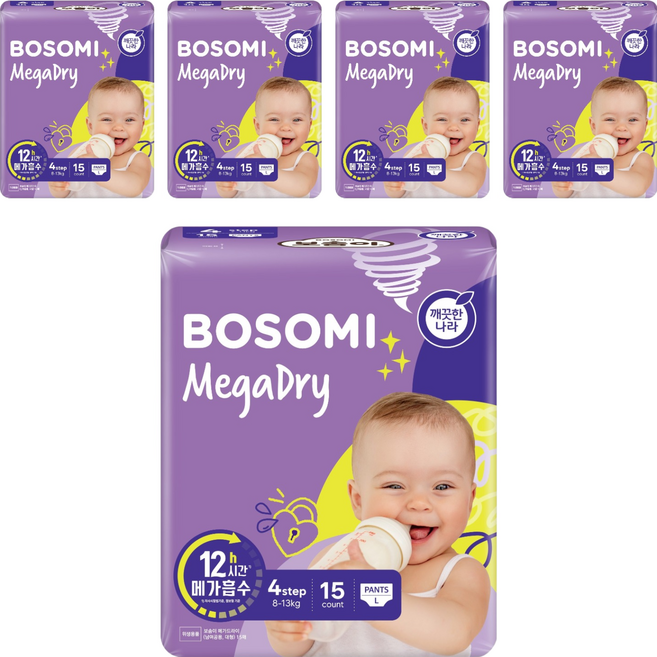 보솜이 메가드라이 팬티형 기저귀 공용, 4단계, 75매