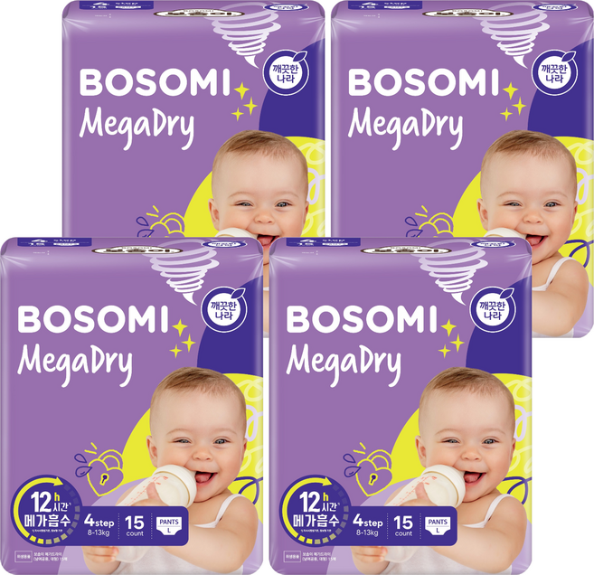 보솜이 메가드라이 팬티형 기저귀 공용, 4단계, 60매