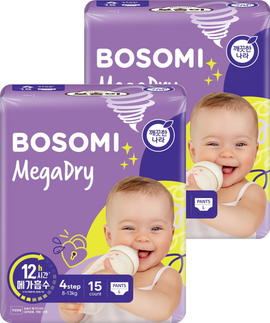 보솜이 메가드라이 팬티형 기저귀 공용, 4단계, 30매