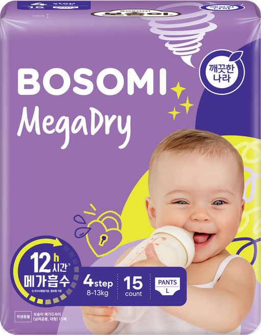 보솜이 메가드라이 팬티형 기저귀 공용, 4단계, 15매