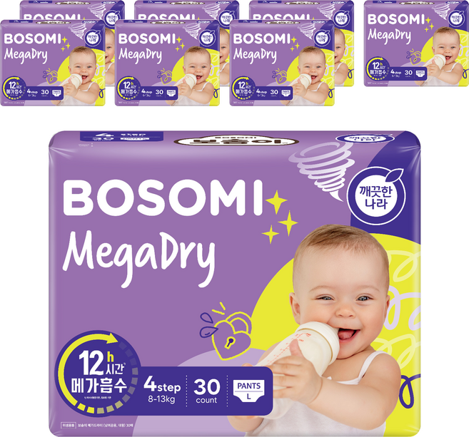 보솜이 메가드라이 팬티형 기저귀 공용, 4단계, 240매