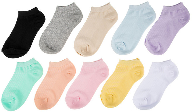 베이스알파 에센셜 여성 컬러 스니커즈 양말 10켤레