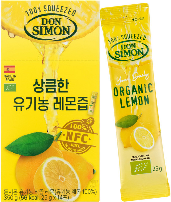 돈시몬 유기농 착즙 레몬즙, 25g, 14개