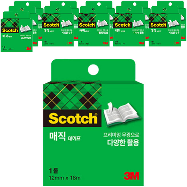 3M Scotch 神奇膠帶 補充包 810R 12mm x 18m, 半透明, 12個