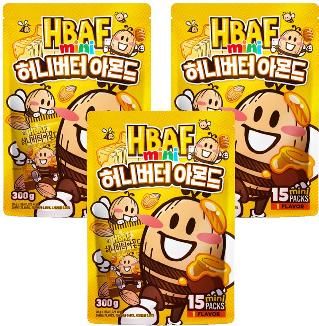 바프 미니 허니버터 아몬드 15p, 3개, 300g