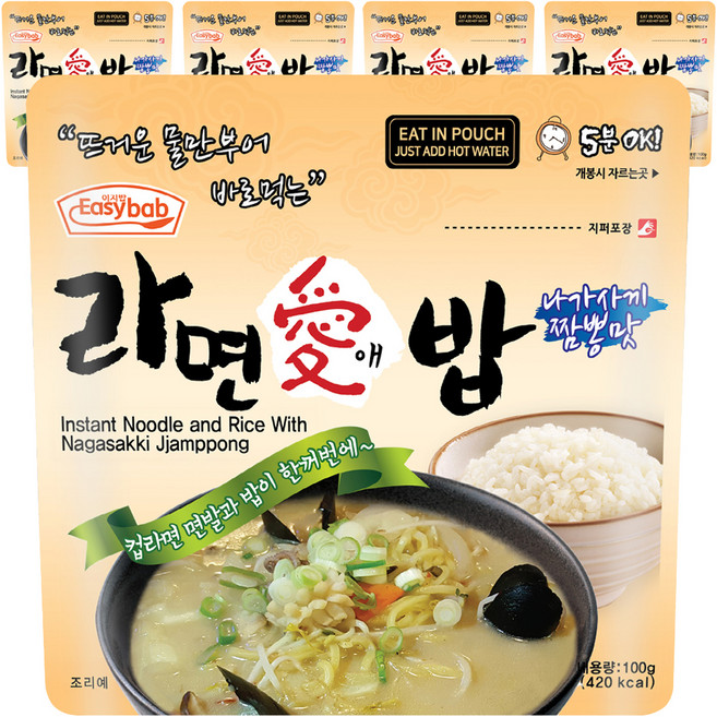 이지밥 라면애밥 나가사끼짬뽕맛, 5개, 100g